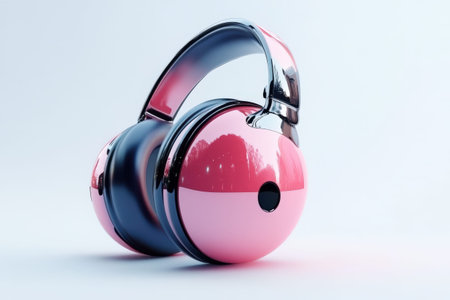 Sleek modern pink and black headphones on white background.