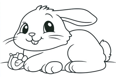 Cute smiling cartoon bunny outline.の写真素材