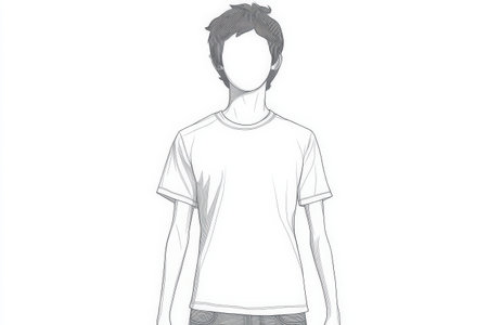 Faceless sketch of young male in t-shirt.の写真素材