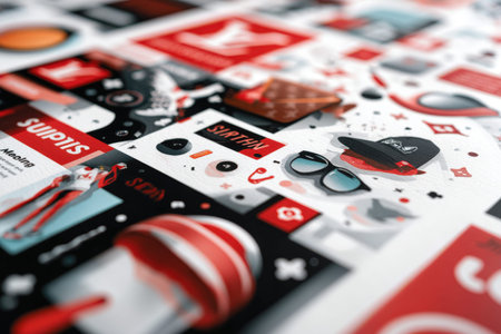 Colorful assortment of graphic design elements and accessories.