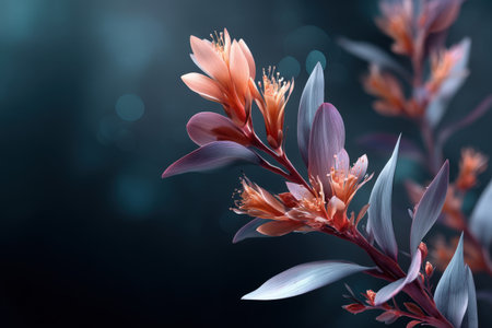 Close-up of vibrant orange blossoms against dark blue background.の写真素材