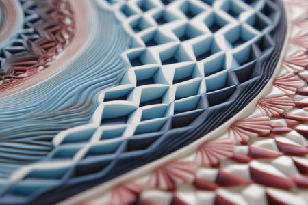 Intricate geometric pattern with 3d sculpted details and gradient colors.の写真素材
