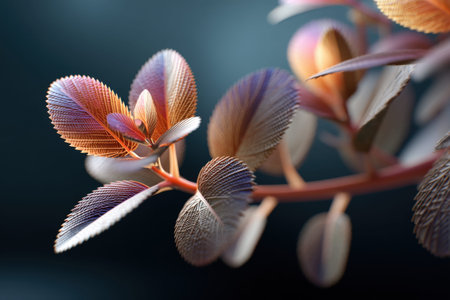 Colorful abstract leaves with bold patterns and soft lighting.