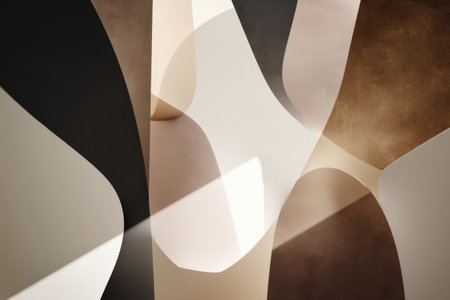 Abstract composition of light and shadow on curved surfaces.の写真素材