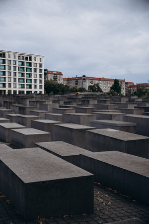 Modern architecture and minimalist structure surrounded by urban cityscapeの写真素材