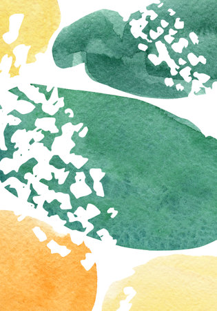 Abstract art templates with watercolor shapes, splash, line elements, dots. Minimalistic watercolor background for social media posts, stories template, mobile apps, banners design, greeting cardsの写真素材