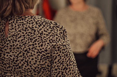 Woman in the fitting roomの写真素材