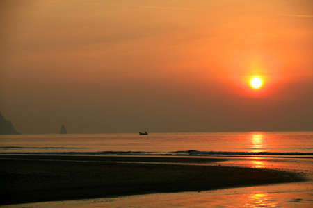 Sunset at Huangshan beachの写真素材