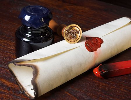 Sealed roll of parchment paperの写真素材