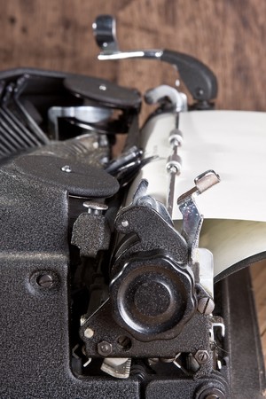 View on an antique black typewriting machineの写真素材