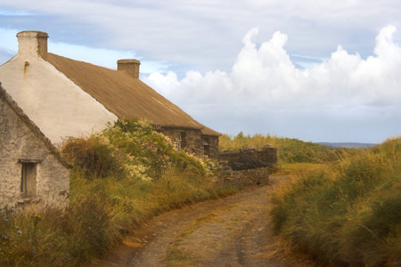 View on the peaceful village of Abereiddy, Pembrokeshire, Wales.の写真素材