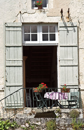 Picturesque table in France, ready for lunchの写真素材
