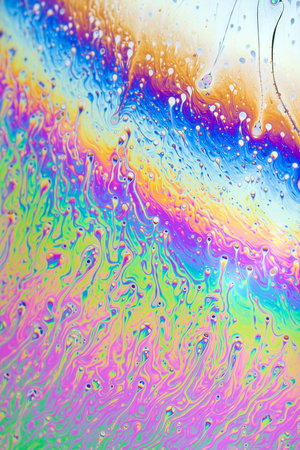 Extreme closeup of the facets of a soap bubble 
