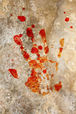 Grung background with a print of a blood hand