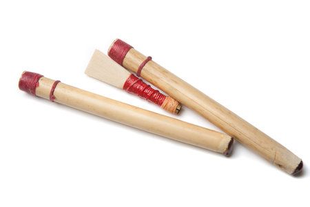 Authentic bagpipe reeds isolated on a white background