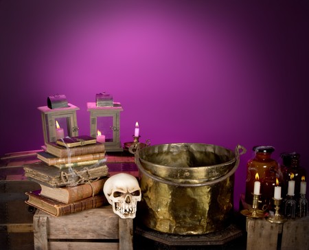 Interior of a sorcerer suitable for halloween backgroundsの写真素材