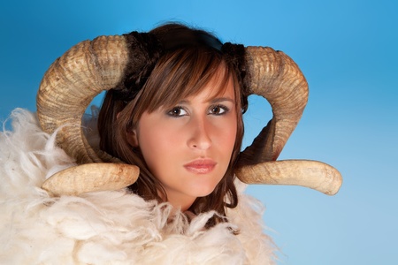 Ram or Aries woman, this photo is part of a series of twelve Zodiac signs of astrologyの写真素材
