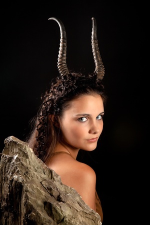 Capricorn or Goat woman, this photo is part of a series of twelve Zodiac signs of astrologyの写真素材