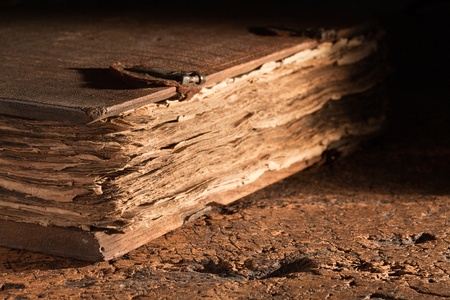 Detail of the ancient pages of a 300 years old bookの写真素材