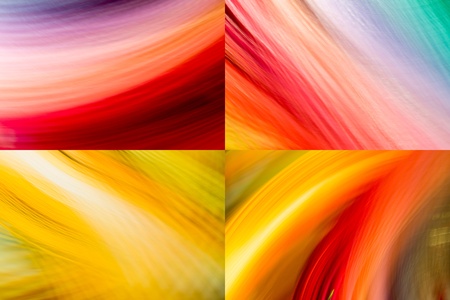 Four shots of Colorful paper strips in motion photographed without digital manipulationの写真素材