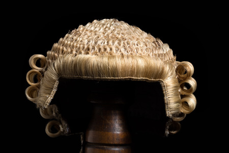 Front view of an antique horsehair lawyer's wigの写真素材
