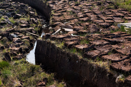 Peat digging on the Isle of Lewis and Harris, Outer Hebrides, Scotlandの写真素材
