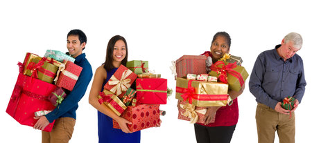 Funny family where everybody gets many christmas presents and poor Daddy only gets a little one.