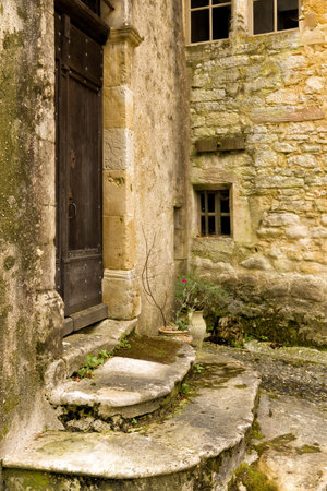 Antique wooden doors and gates of a French medieval chateau or castle with property release