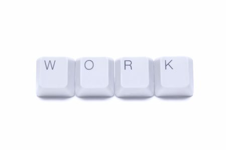 w,o,r,k, buttons isolated on whiteの写真素材