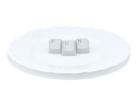 Have fun: computer buttons on plateの写真素材