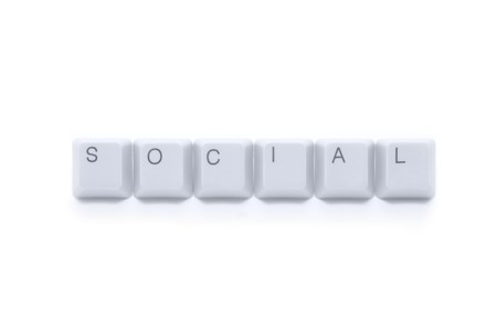 SOCIAL internet - caption by keyboard keys isolated on white backgroundの写真素材