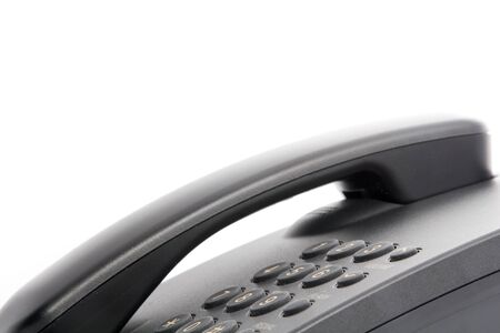 Real business tool: black office phone crop isolated with copyspaceの写真素材