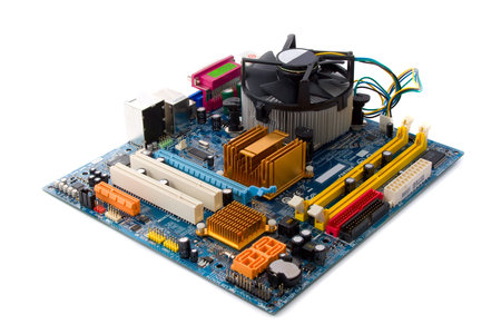 Colorful socket 775 compute motherboard isolated on white