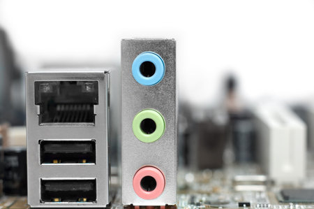Motherboard sockets isolated on white background