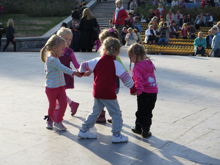 12 October 2014. At the chrysanthemums festival in Kiev. Spivoche pole (The field for singing).のeditorial素材