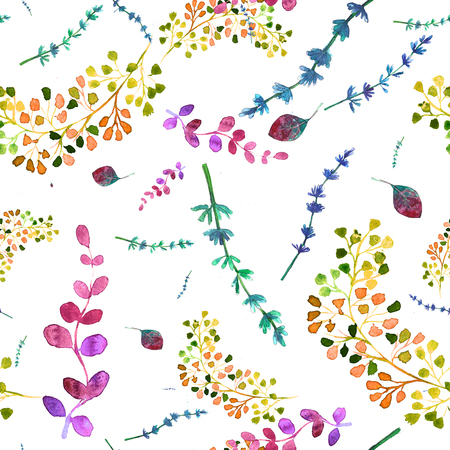 Watercolor seamless pattern with colorful autumn leaves.の写真素材