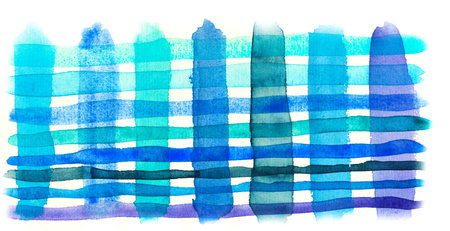 Print fabric. Plaid material. Abstract hand drawing pattern fabric texture square blue.の写真素材