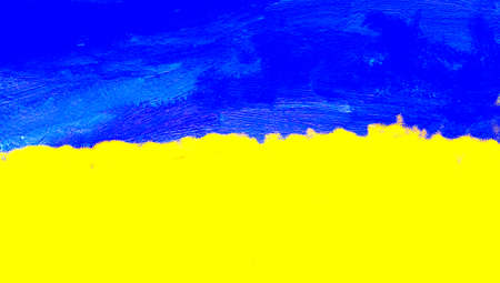 ukraine flag artwork. abstract background. clouds. Oil paintingの写真素材