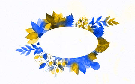 Ukrainian flowers. yellow blue watercolors Greeting card with flowers, watercolor. Invitation for wedding, birthday, otherの写真素材
