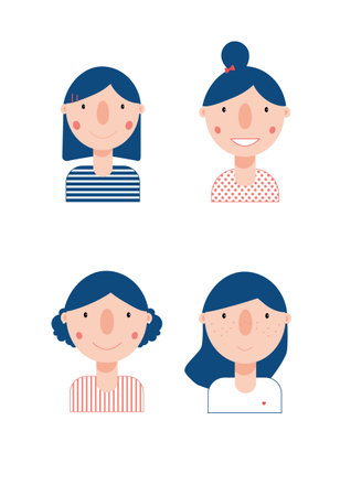 This is a cute girl character drawn in colour, vector illustrationのイラスト素材