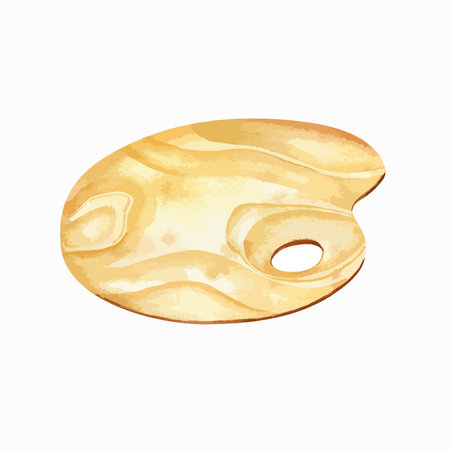 Isolated vector illustration with wooden palette on white background. Artists palette. Clean palette.のイラスト素材