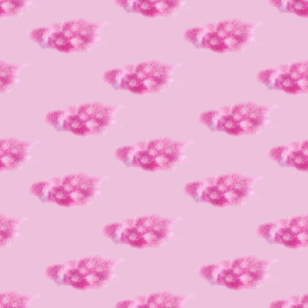 Seamless watercolor pattern with soft pink clouds. Cute dreamy texture perfect for nursery design, baby clothes, kids room decor, and whimsical backgrounds.の写真素材