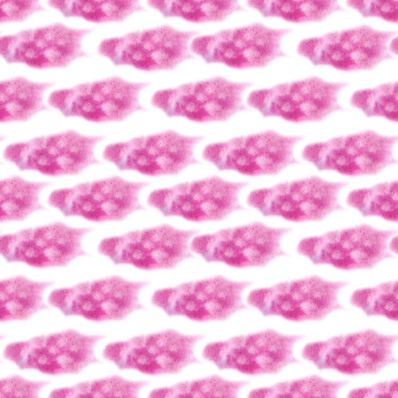 Seamless watercolor pattern with soft pink clouds. Cute dreamy texture perfect for nursery design, baby clothes, kids room decor, and whimsical backgrounds.の写真素材