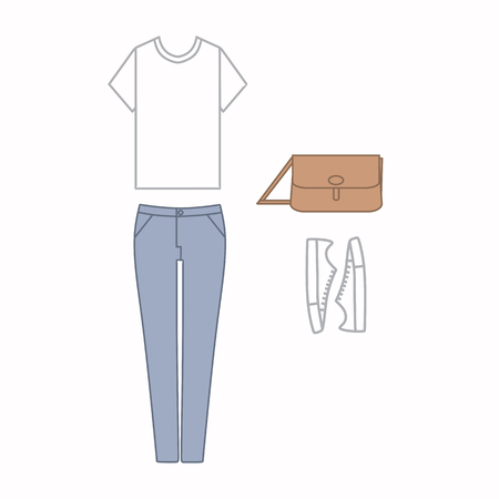 a set of women's clothing and accessories.のイラスト素材