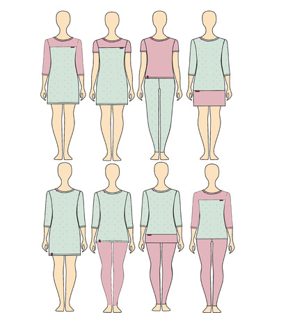 Set of women's clothing. Pajamas. Home clothes.のイラスト素材