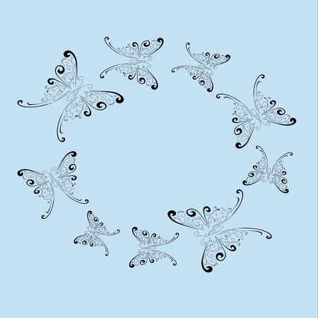 Butterflies drawn in the vector. Butterflies flying around.のイラスト素材