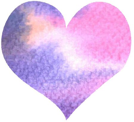 Heart Painted in watercolor. Watercolor stainのイラスト素材