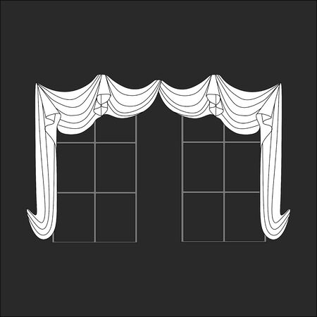 decoration window curtains sketchのイラスト素材
