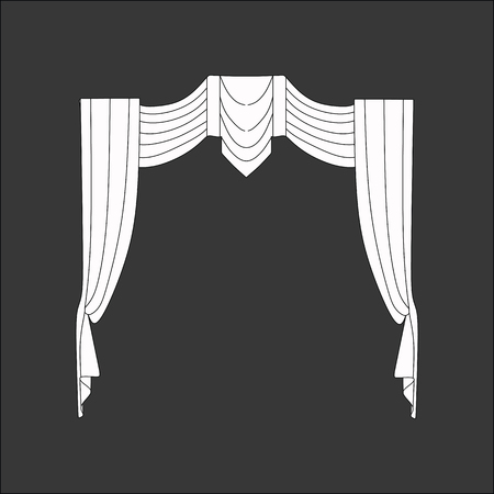 sketch design curtains windows.のイラスト素材