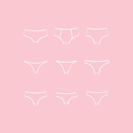 Clothes for women. Panties. String. Tanga. Brief.のイラスト素材